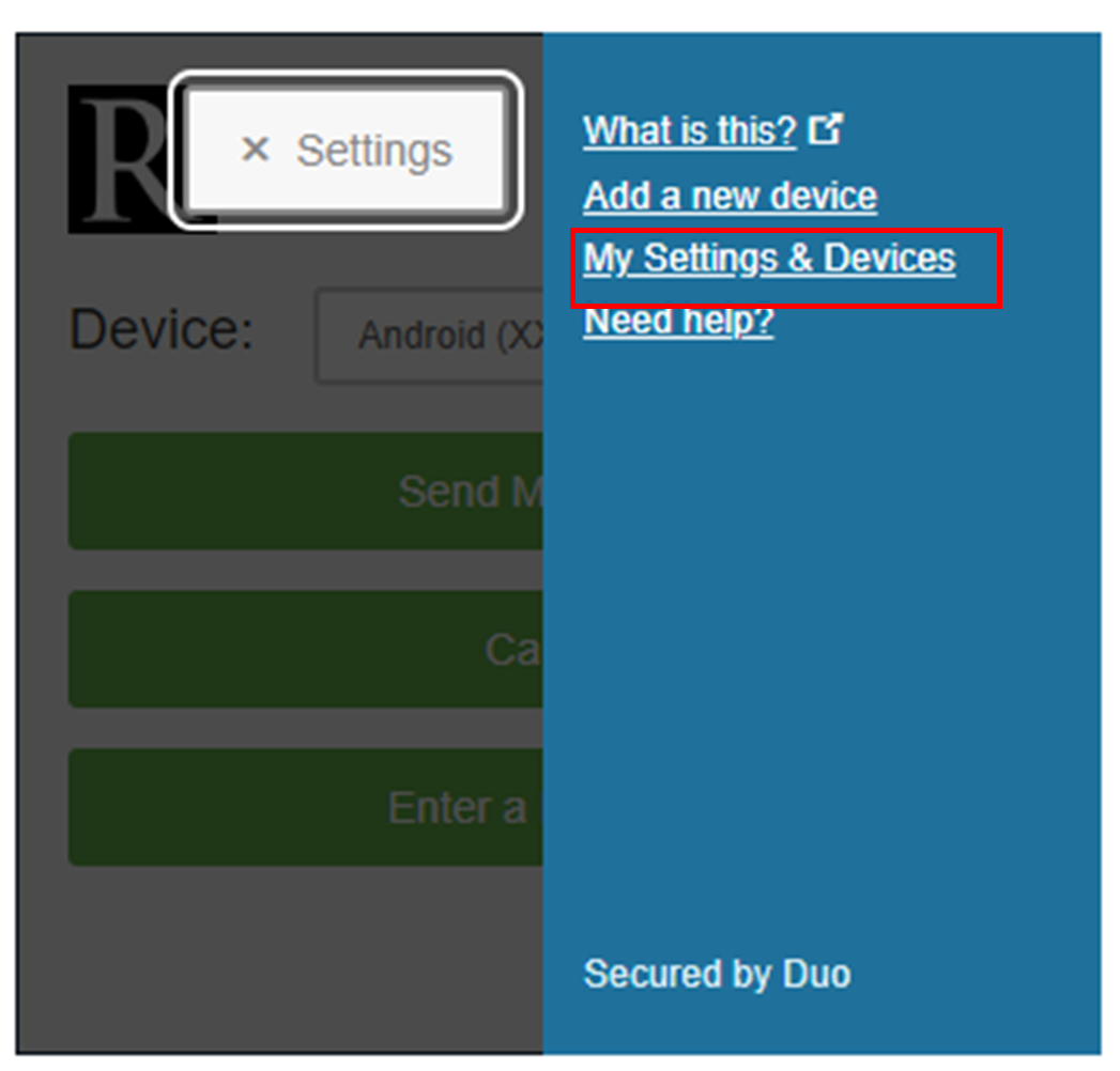 Duo My Settings and Devices screen.